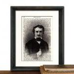 Edgar Allan Poe Art Print Portrait On Vintage Poe..
